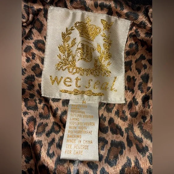 Wet Seal Black Cheetah Line Peacoat, size medium. - Picture 5 of 5